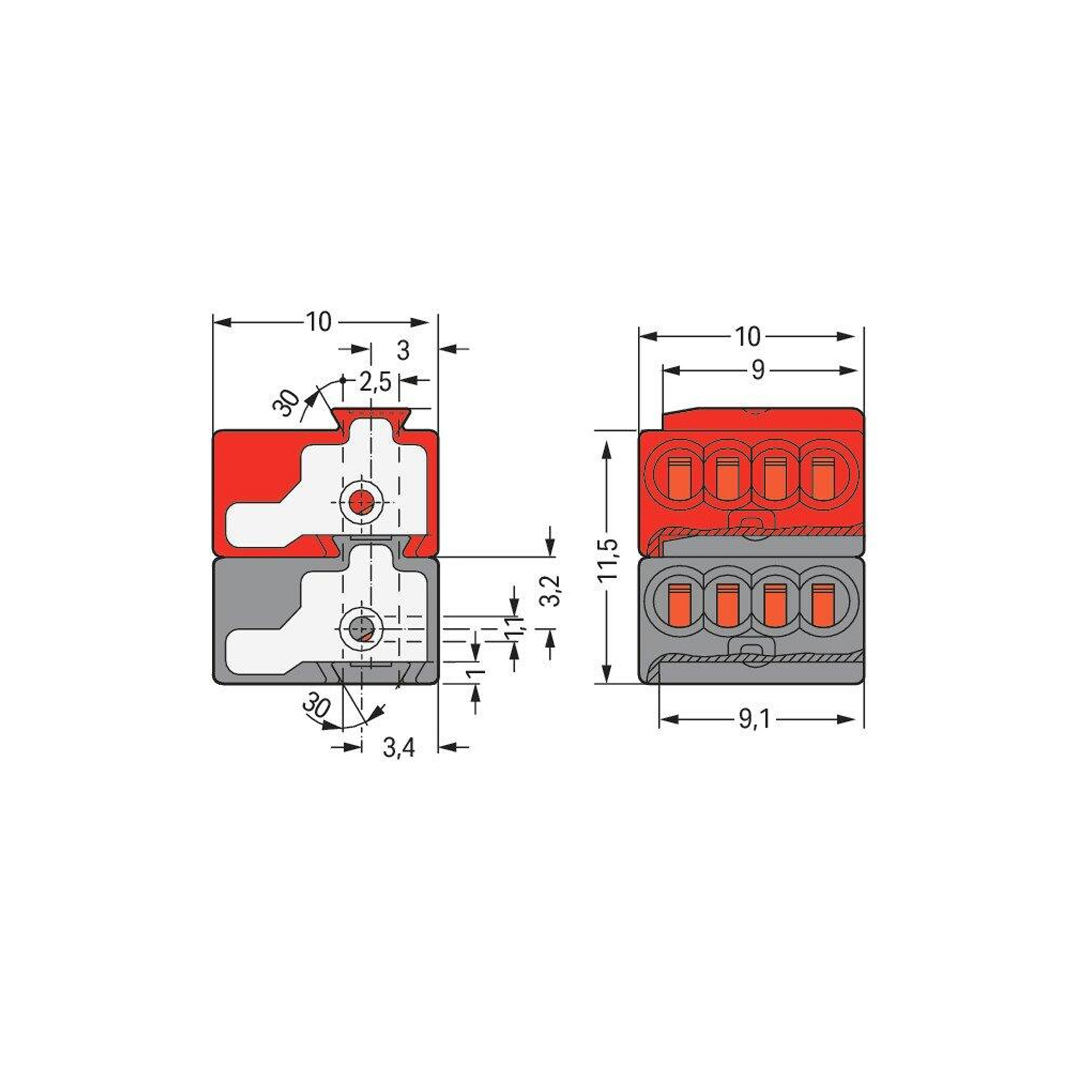 Пластиковая клипса для крепления кабеля KNX red-black (NS5.75-2P)