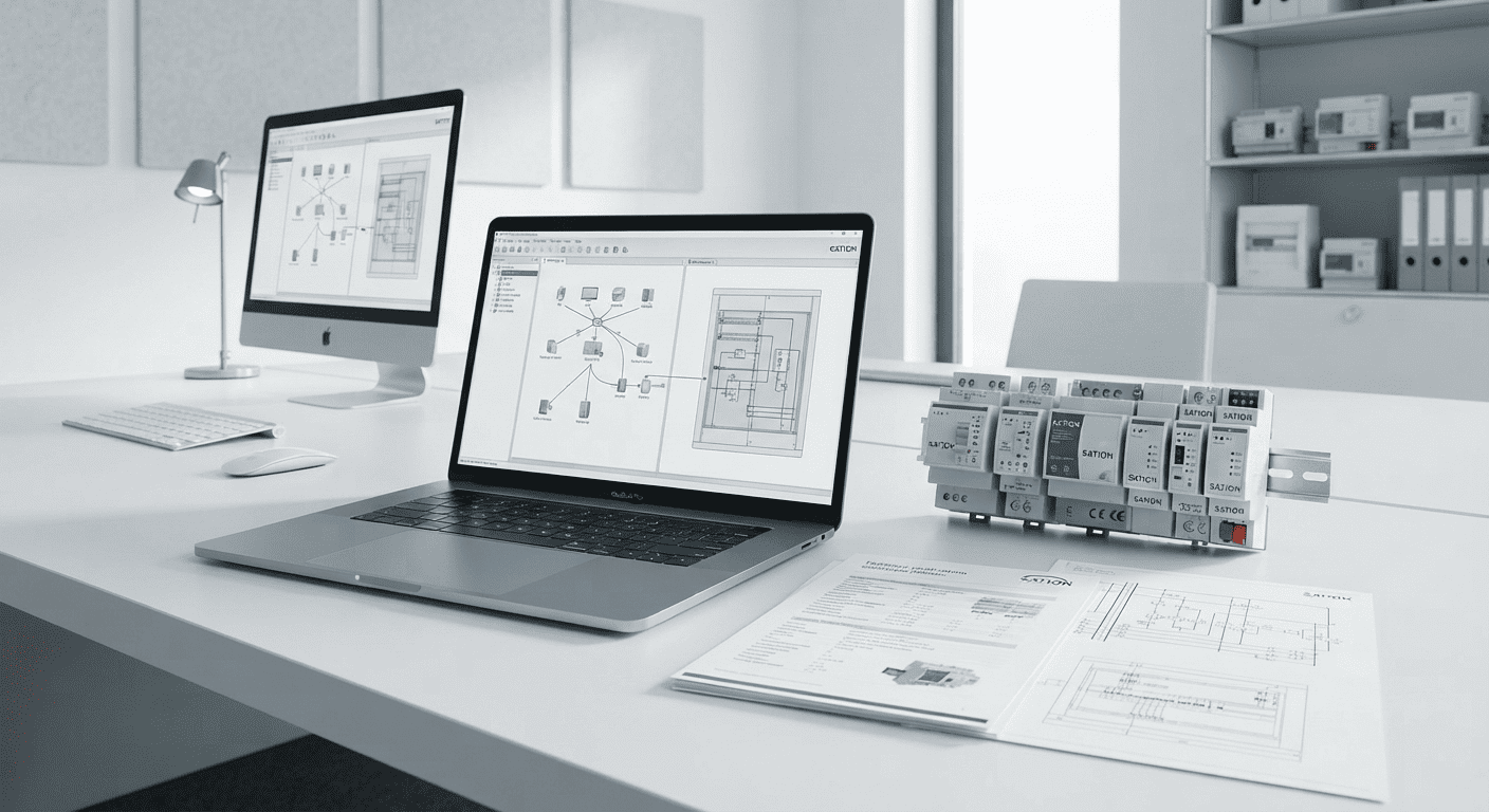 KNX-проект с планом помещения, спецификацией оборудования, щитом и проверкой совместимости